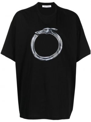 Bombažna majica s potiskom Trussardi črna