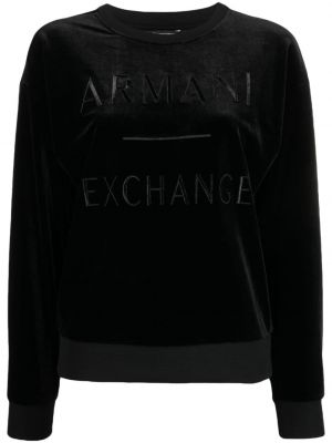 Samt sweatshirt mit stickerei Armani Exchange schwarz