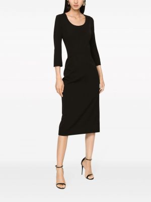 Vlněné midi šaty Dolce & Gabbana černé