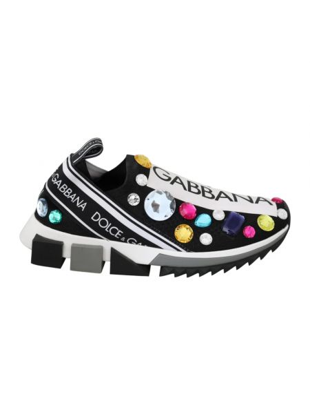 Sneakersy z kryształkami sportowe Dolce And Gabbana białe