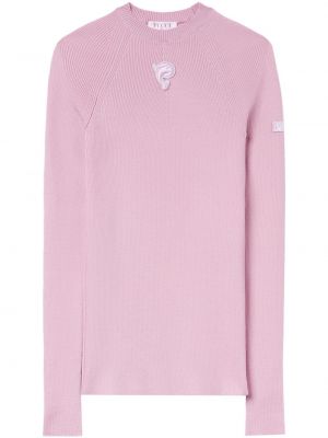 Pull brodé en tricot Pucci rose