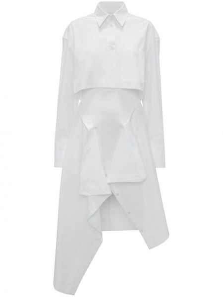 Копринена рокля тип риза Jw Anderson бяло