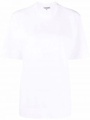 Medvilninis marškinėliai Ganni balta