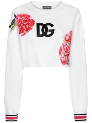 Пуловер на цветя с принт Dolce & Gabbana бяло