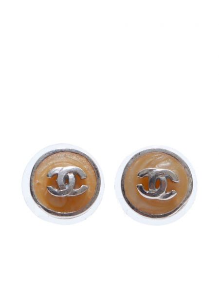 Naušnice s gumbima Chanel Pre-owned srebrena