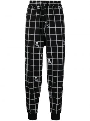 Bavlněné sportovní kalhoty s potiskem Mastermind Japan černé