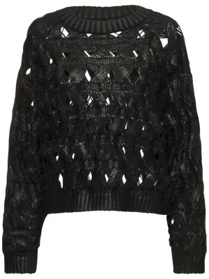 Памучен пуловер Alberta Ferretti черно