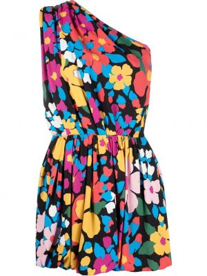 Mini haljina s cvjetnim printom s printom Saint Laurent plava