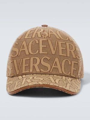 Памучна шапка с козирки Versace бежово