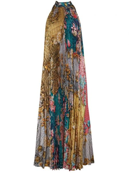 Dlouhé šaty s potiskem s abstraktním vzorem Mary Katrantzou žluté