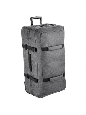Клетчатый чемодан Bagbase серый