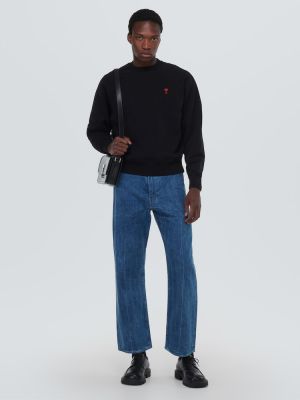 Βαμβακερός πουλόβερ Ami Paris μαύρο
