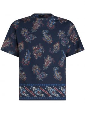 Bombažna majica s potiskom s paisley potiskom Etro modra