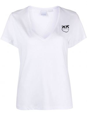 Kokvilnas t-krekls ar apdruku Pinko balts