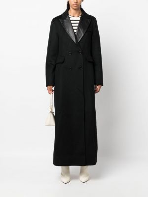 Vlněný kožený kabát P.a.r.o.s.h. černý