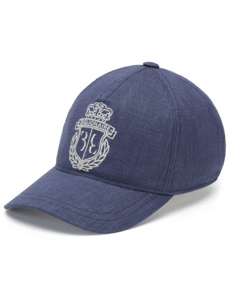 Leinen cap mit stickerei Billionaire blau