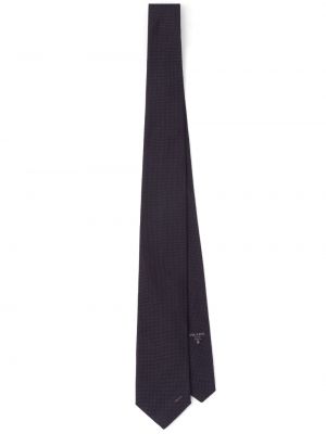 Жакардова копринена вратовръзка Prada синьо
