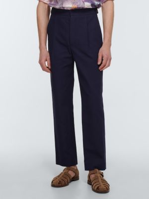 Pantalones de lino de algodón King & Tuckfield azul