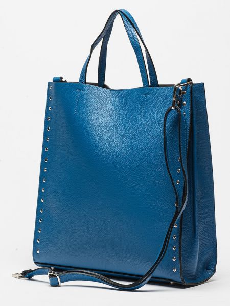 Кожаная сумка Pierre Cardin синяя