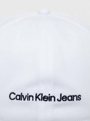 Czapka z daszkiem bawełniana Calvin Klein Jeans biała