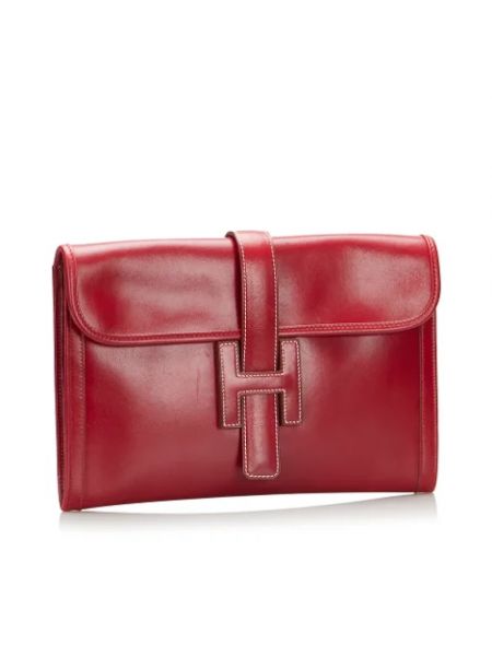 Bolso clutch de cuero Hermès Vintage rojo
