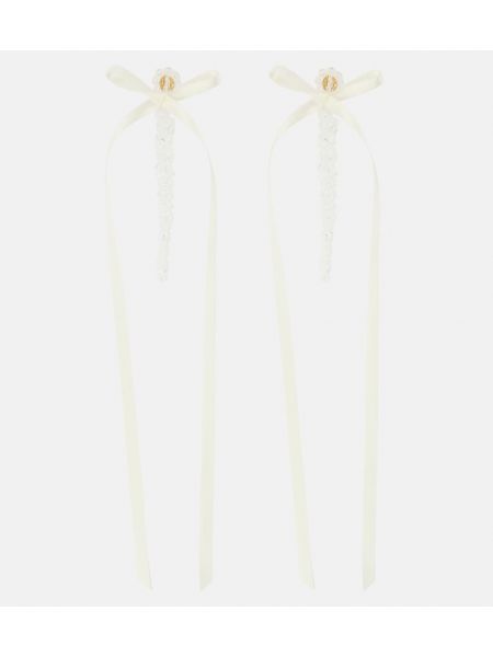 Křišťálové náušnice s mašlí Simone Rocha béžové