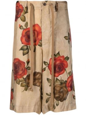 Bermuda kratke hlače s cvjetnim printom s printom Uma Wang bež