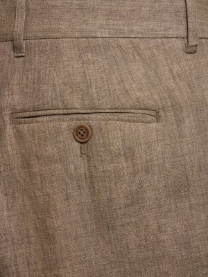 Pantalon ajusté en lin Frescobol Carioca marron