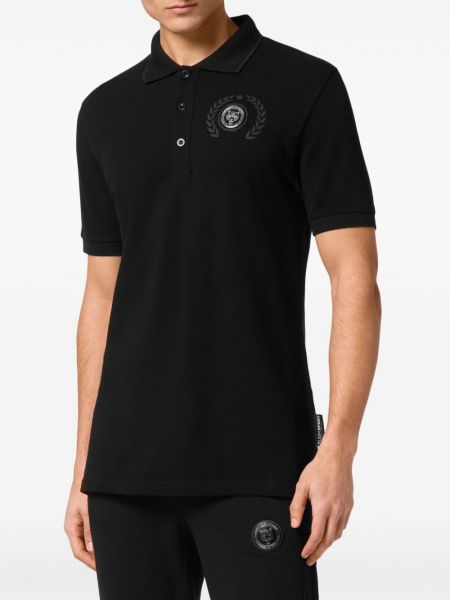 Kokvilnas polo krekls ar apdruku ar tīģera rakstu Plein Sport melns