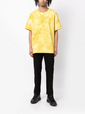 Batikované bavlněné tričko s potiskem Alchemist žluté