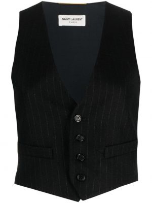Pruhovaná vlnená vesta Saint Laurent čierna