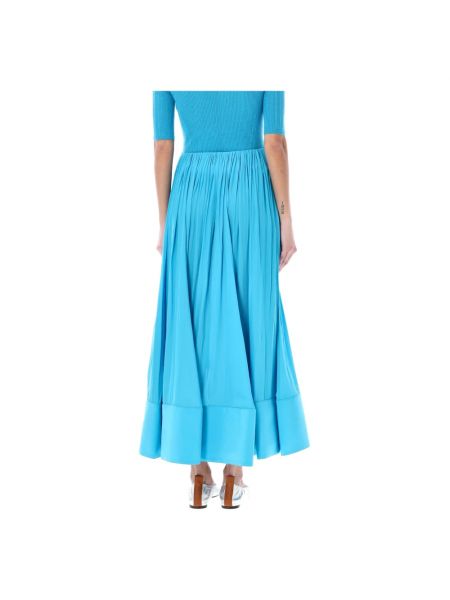 Falda midi de cintura alta de raso Lanvin azul