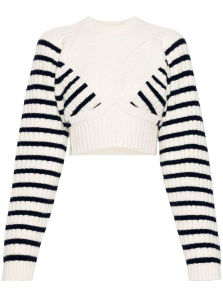 Trøje stribet kort sweater Jean Paul Gaultier hvid