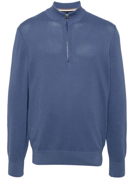 Pleteni džemper s patentnim zatvaračem Boss plava