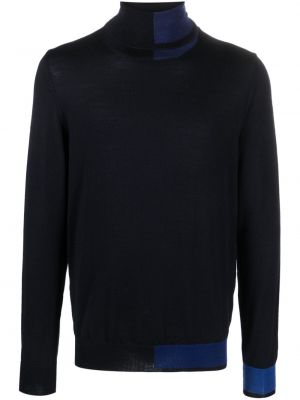 Sweter wełniany z wełny merino Del Carlo niebieski