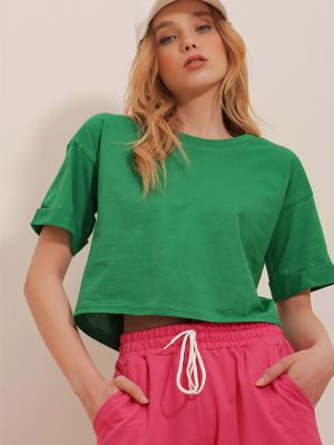 Priliehavé tričko Trend Alaçatı Stili zelená