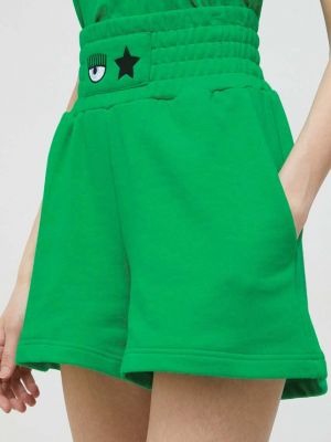 Pamučne kratke hlače visoki struk Chiara Ferragni zelena