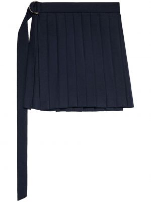 Mini spódniczka wełniana plisowana Ami Paris niebieska