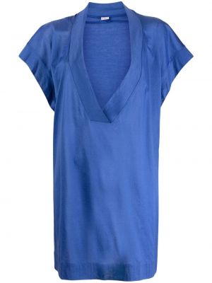 Bavlnené tričko s výstrihom do v Eres modrá