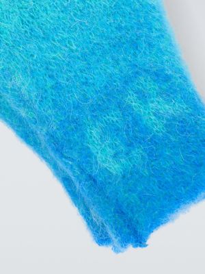 Mănuși tricotate cu gradient de mohair Erl albastru