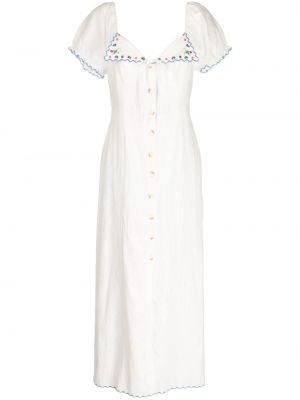 Midi obleka s cvetličnim vzorcem Rixo bela