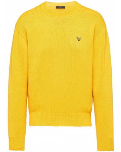 Плетен кашмирен пуловер Prada жълто