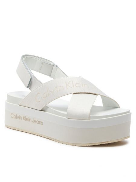 Sandały na platformie Calvin Klein Jeans białe