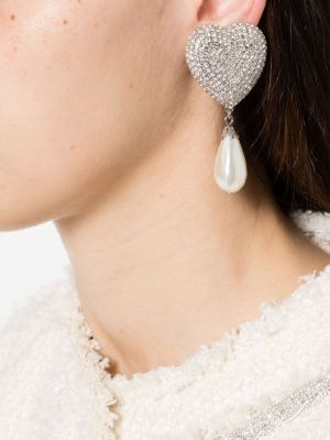 Boucles d'oreilles à imprimé de motif coeur Alessandra Rich argenté