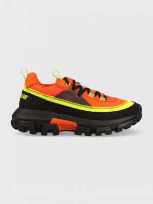 Sneakersy skórzane koronkowe Caterpillar pomarańczowe