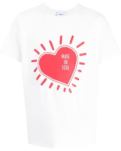Camiseta con estampado con corazón Ports V blanco