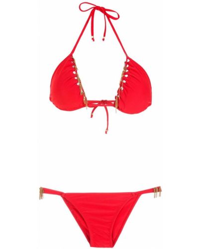 Bikini à franges Amir Slama rouge