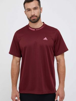 Тениска с дълъг ръкав с апликация Adidas винено червено