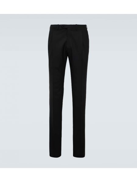 Pantalones ajustados de lana slim fit Kiton negro