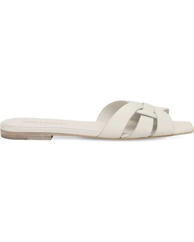 Sandale din piele Saint Laurent alb